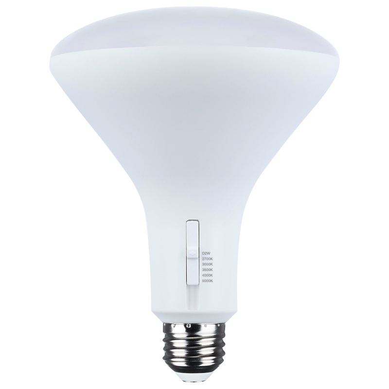 11 Watt BR40 LED – 27K/30K/35K/40K/50K CCT Selectable – Dim to Warm – White Finish – 120 Volt Light Bulb by Satco