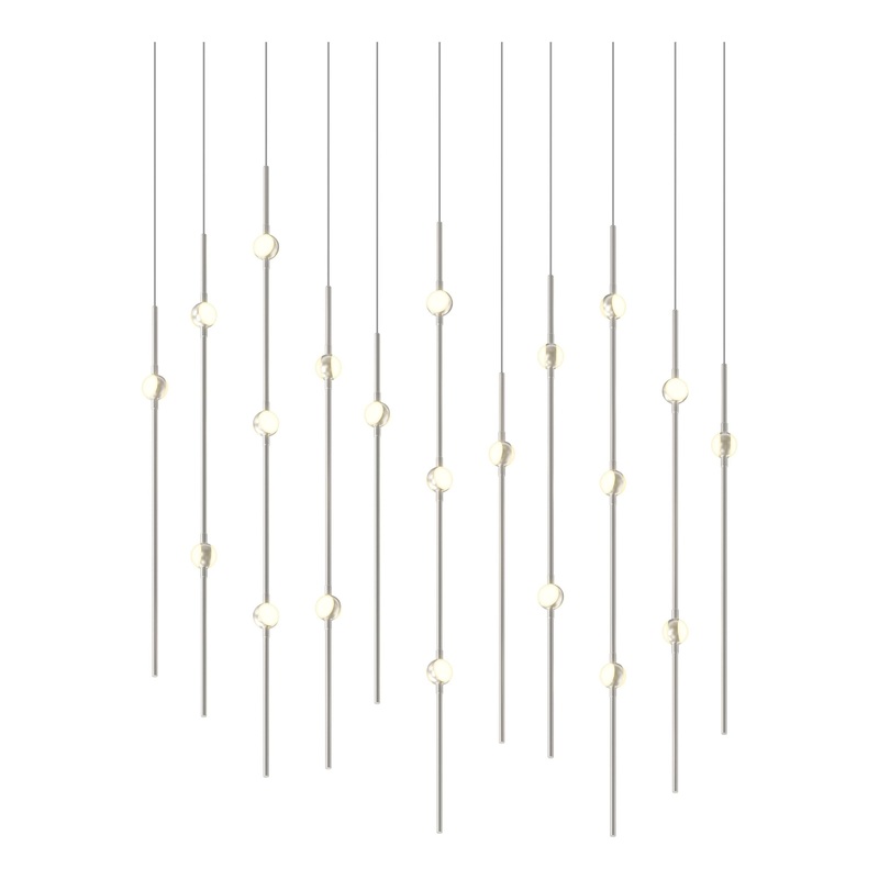 Aries 36″ Rectangle LED Pendant Satin Nickel with White Optical Acrylic 3000K 20′ Adjustable Cord