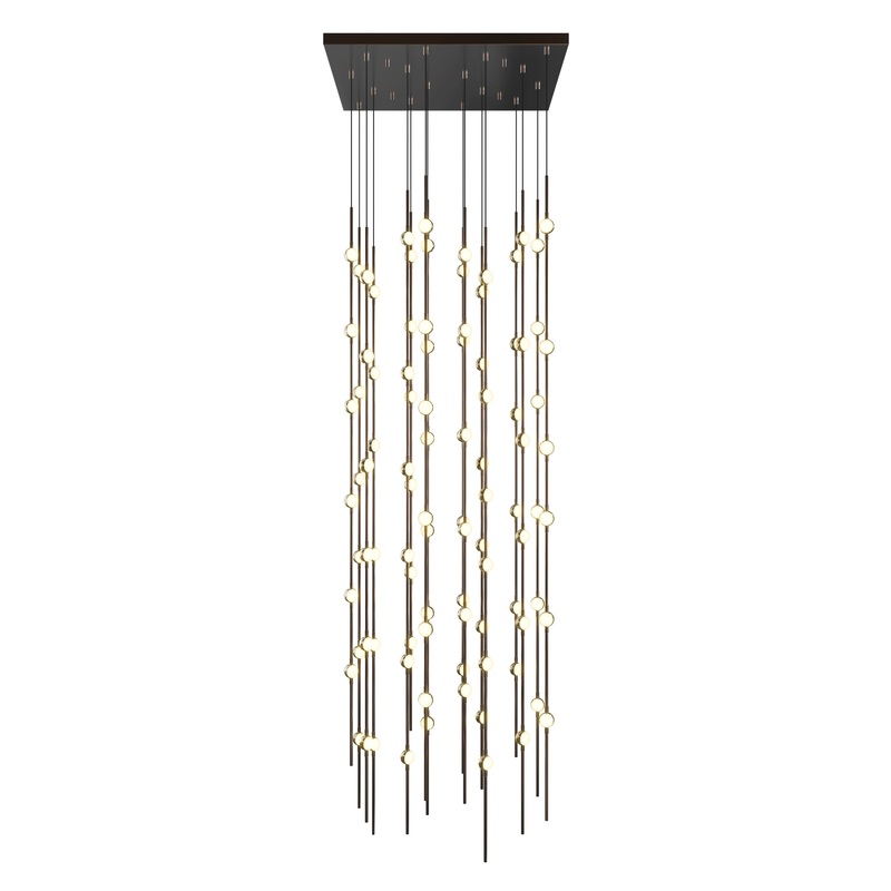 Constellation Andromeda 24″ Square LED Pendant Espresso Black with White Optical Acrylic 2200K 20′ Adjustable Cord