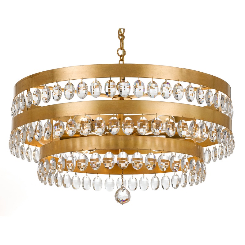 Crystorama 6108-GA Perla Six Light Chandelier Antique Gold