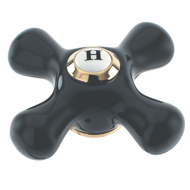 Duchess KSH1162PKXH Hot Porcelain Cross Handle, Polished Brass