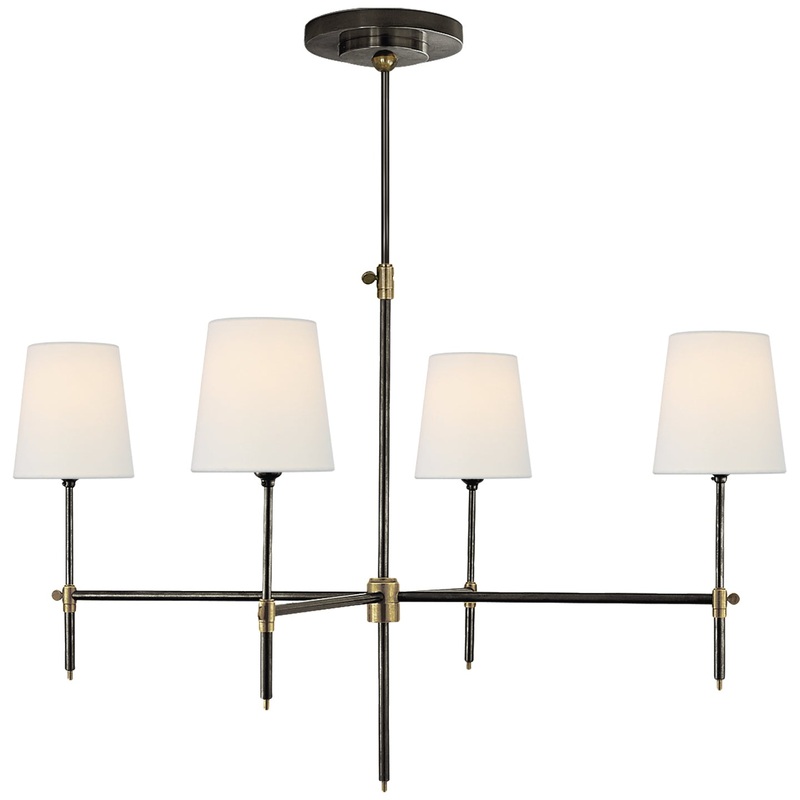 Four Light Chandelier from the Bryant Collection in Bronze and Hand-Rubbed Antique Brass Finish by Visual Comfort Signature