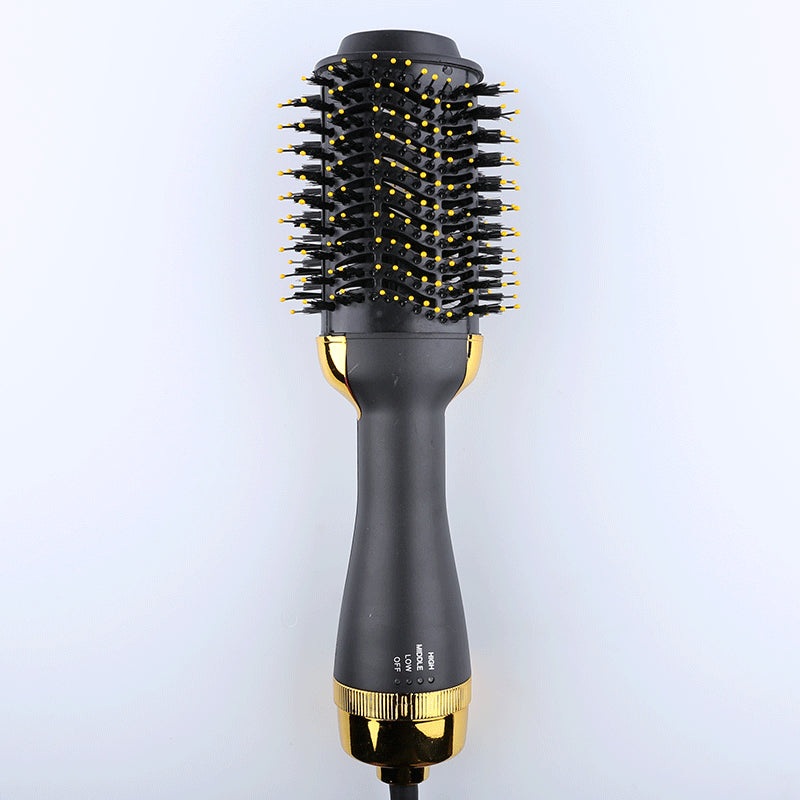 Gold 3-in-1 Hot Air Brush Hair Dryer & Styler – Volumizer, Straightener, Curler