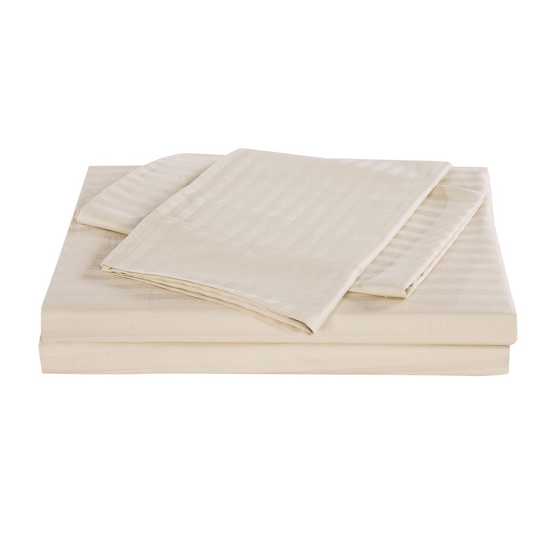 Kensington 1200 Thread Count 100% Egyptian Cotton Sheet Set Stripe Hotel Grade – Double – Sand