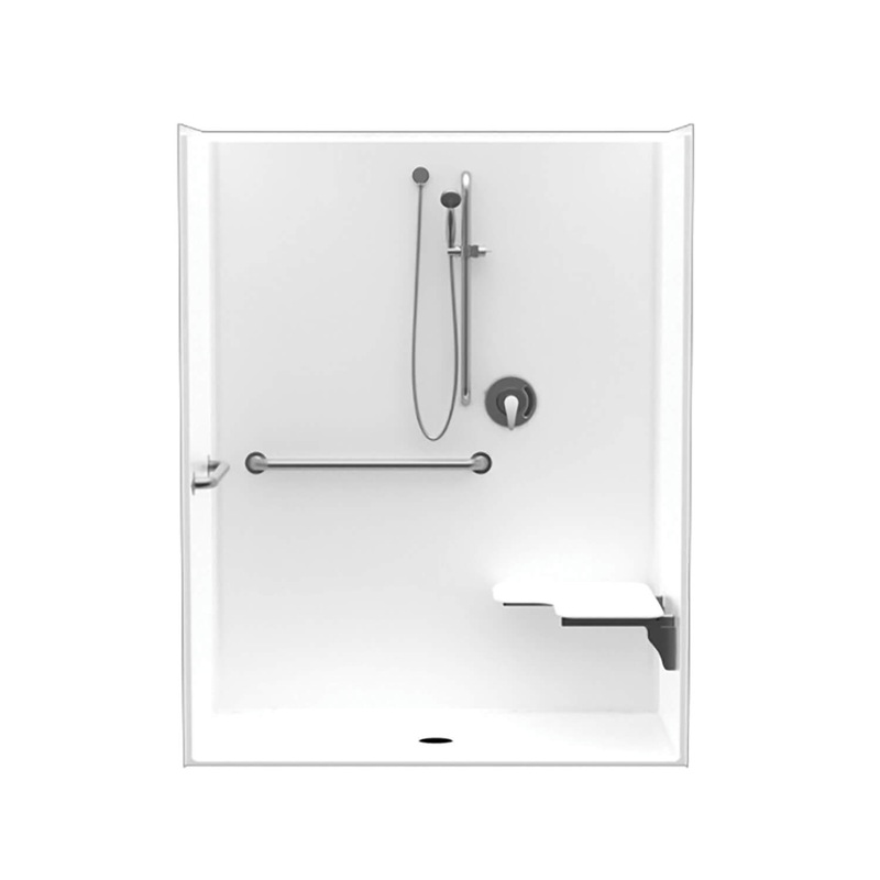 MAAX 106548-000-002-001 MX QSI-6233-BF 0.75 in. AcrylX Alcove Center Drain One-Piece Shower in White