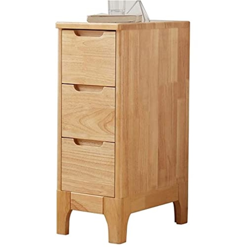 NL Comodini Camera da Letto Comodino in Legno massello da Letto 25 cm 3 cassetti Mini Cabina Stretta