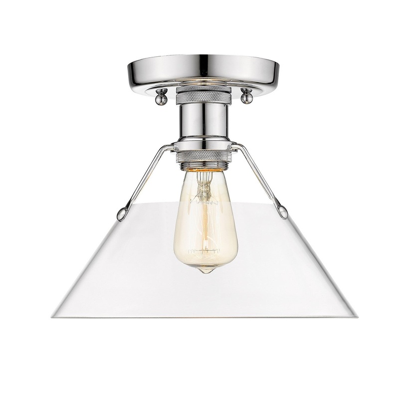 One Light Flush Mount from the Orwell Collection in Chrome Finish by Golden