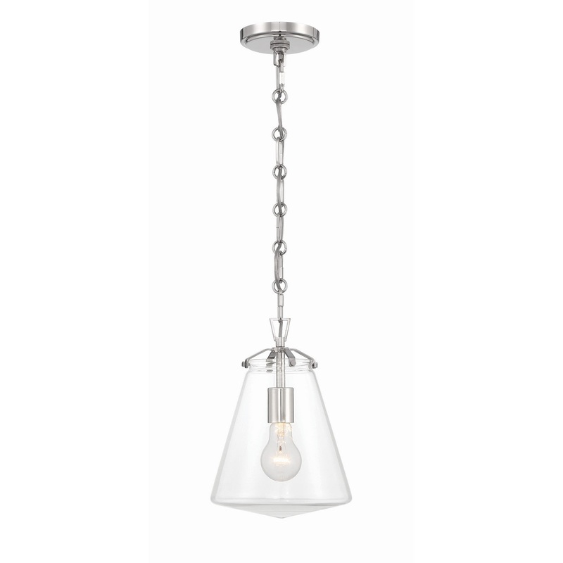 One Light Mini Pendant from the Voss Collection in Polished Nickel Finish by Crystorama