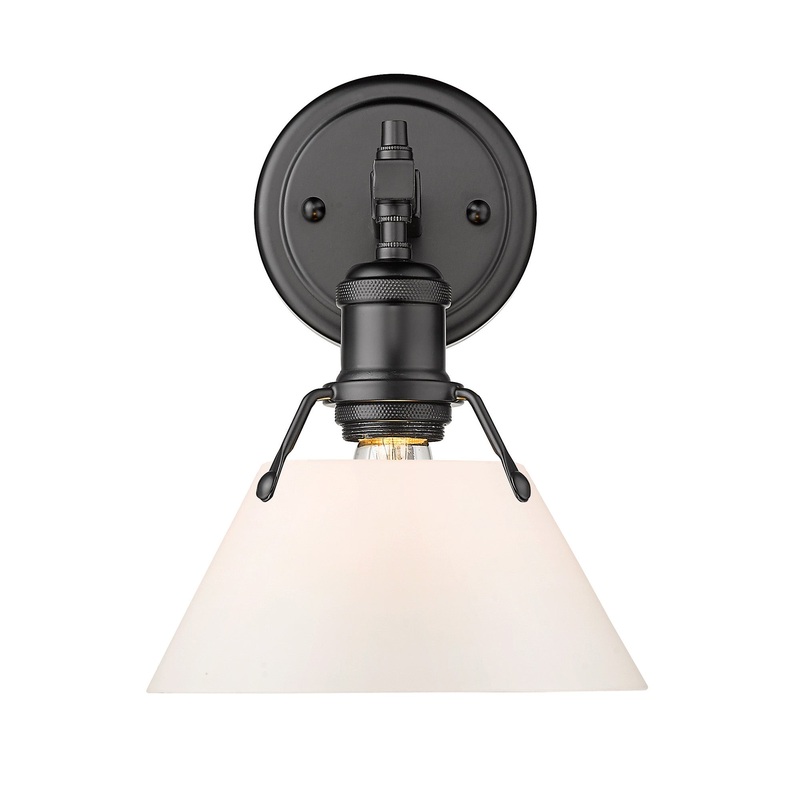 Orwell BLK 1 Light Bath Vanity in Matte Black with Opal Glass Shade