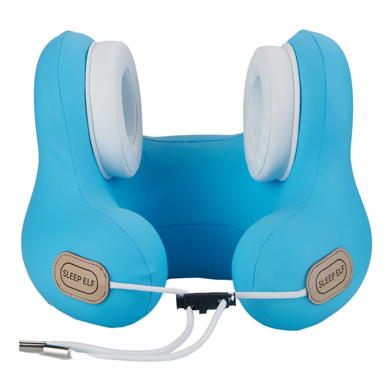 Smart Neck Pillow with Dual Noise Reduction, HIFI Bluetooth Music & Graphene Heating – Sleep Elf” Travel Pillow(Sky blue)”