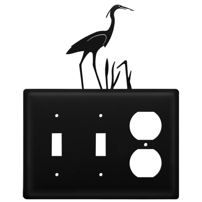 Village Wrought Iron ESSO-133 Triple Heron Double Switch & Single Outlet Cover