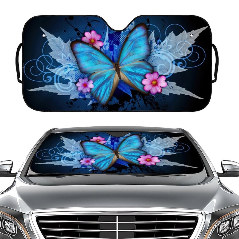 blue butterfly Driving Car Sunshade for Windshield – UV Protection