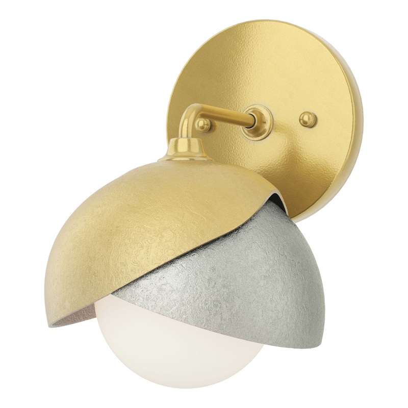 Brooklyn 1-Light Double Shade Bath Sconce Modern Brass Sterling