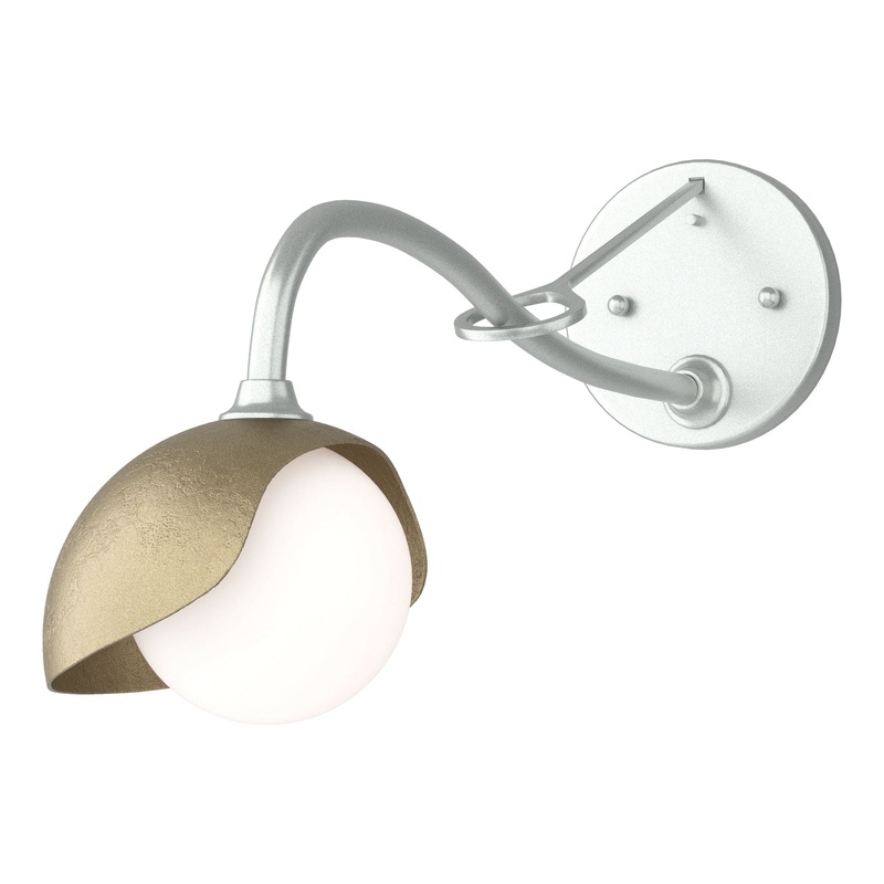 Brooklyn 1-Light Single Shade Long-Arm Sconce Vintage Platinum Soft Gold
