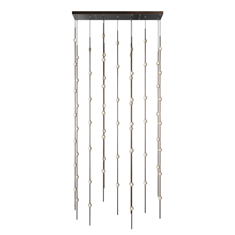 Constellation Andromeda 36″ Rectangle LED Pendant Espresso Black with Clear Faceted Acrylic 2200K 20′ Adjustable Cord