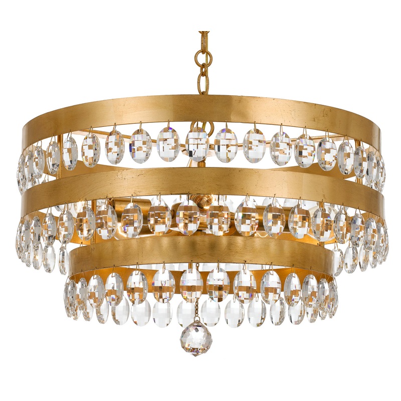 Crystorama 6106-GA Perla Five Light Chandelier Antique Gold