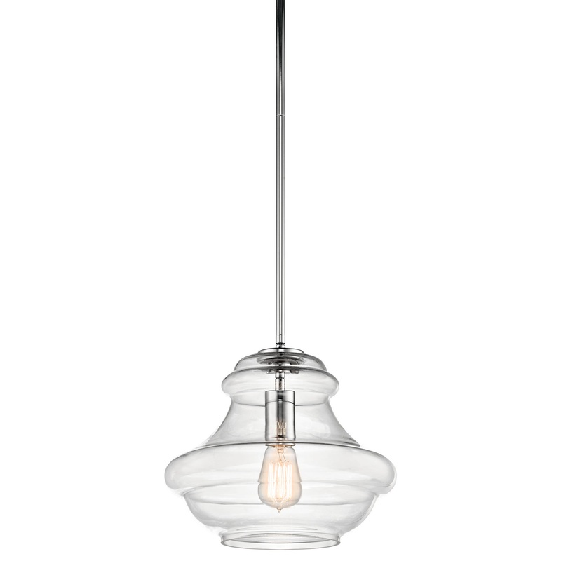 Kichler 42044CH One Light Pendant, Chrome