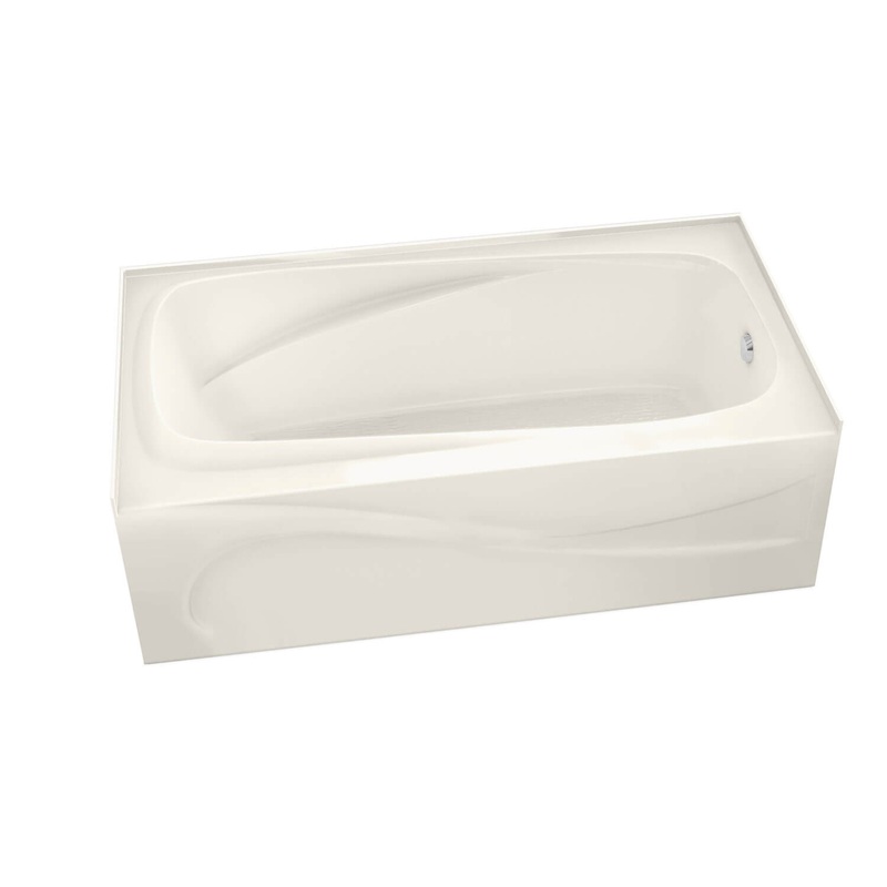 MAAX 105231-L-108-007 Santorini 60 x 32 Acrylic Alcove Left-Hand Drain Aerosens Bathtub in Biscuit