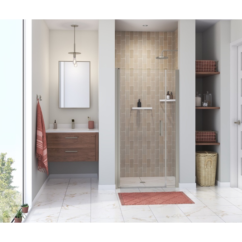 MAAX 138267-900-305-101 Manhattan 37-39 x 68 in. 6 mm Pivot Shower Door for Alcove Installation with Clear glass & Square Handle in Brushed Nickel