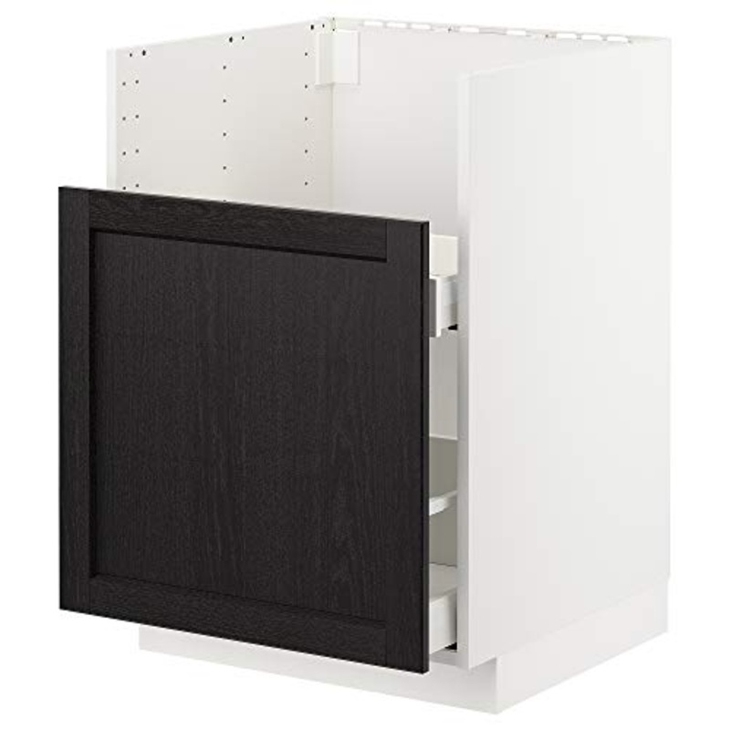 METOD bc f BREDSJN snk/1 frnt/2 drws 60×61.6×88 cm bianco/Lerhyttan nero tinto