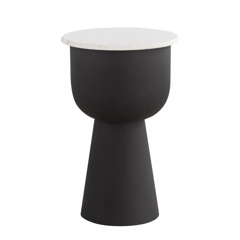 Nila Side Table Black with White Marble