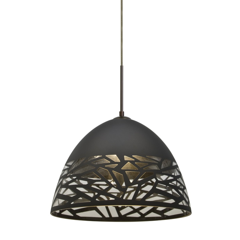 One Light Pendant from the Kiev Collection in Bronze Finish by Besa