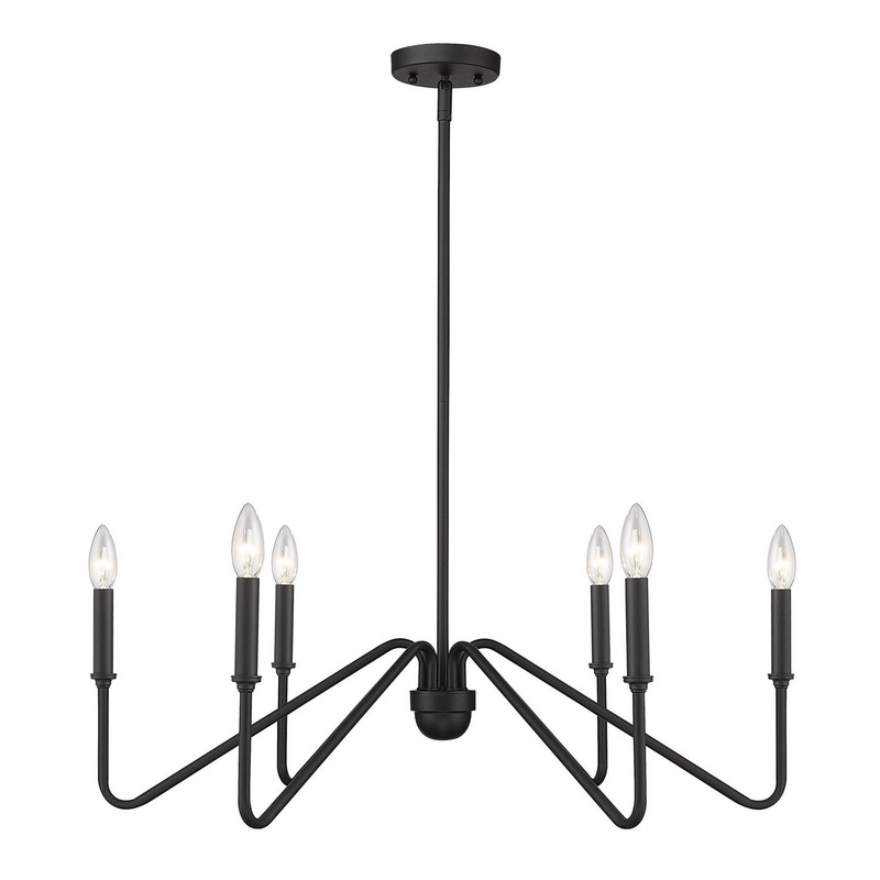 Six Light Chandelier from the Kennedy Collection in Natural Black Finish by Golden