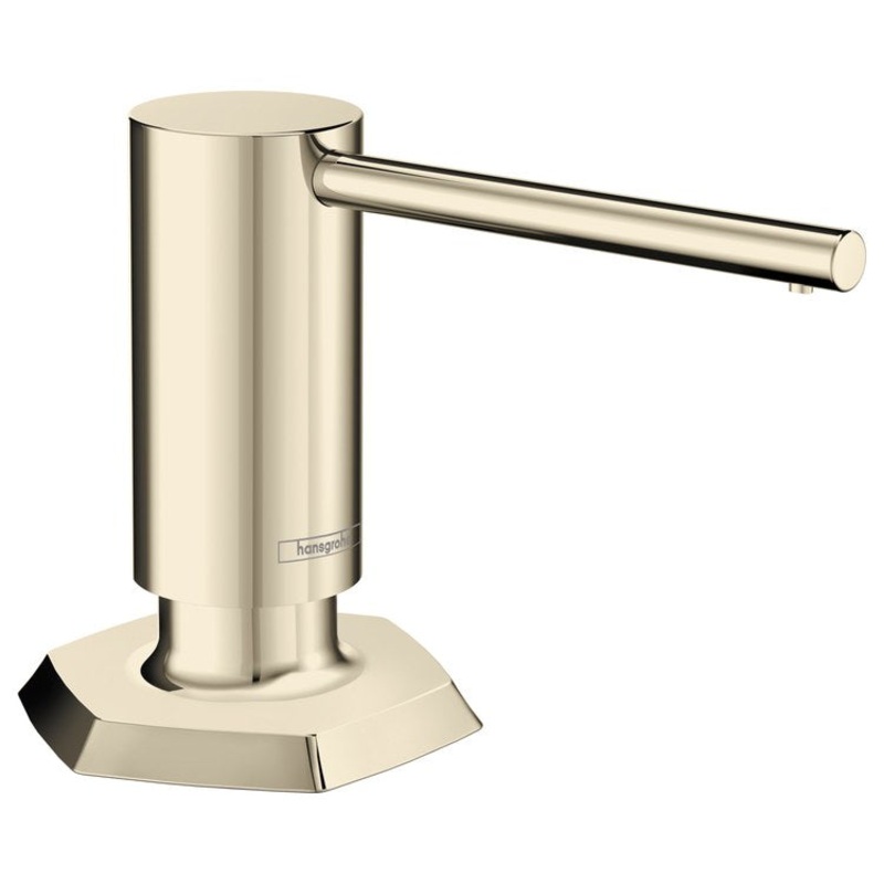 Soap Dispenser Locarno Polished Nickel Deck Mount Plastic Metal Pump 16 Fluid Ounce