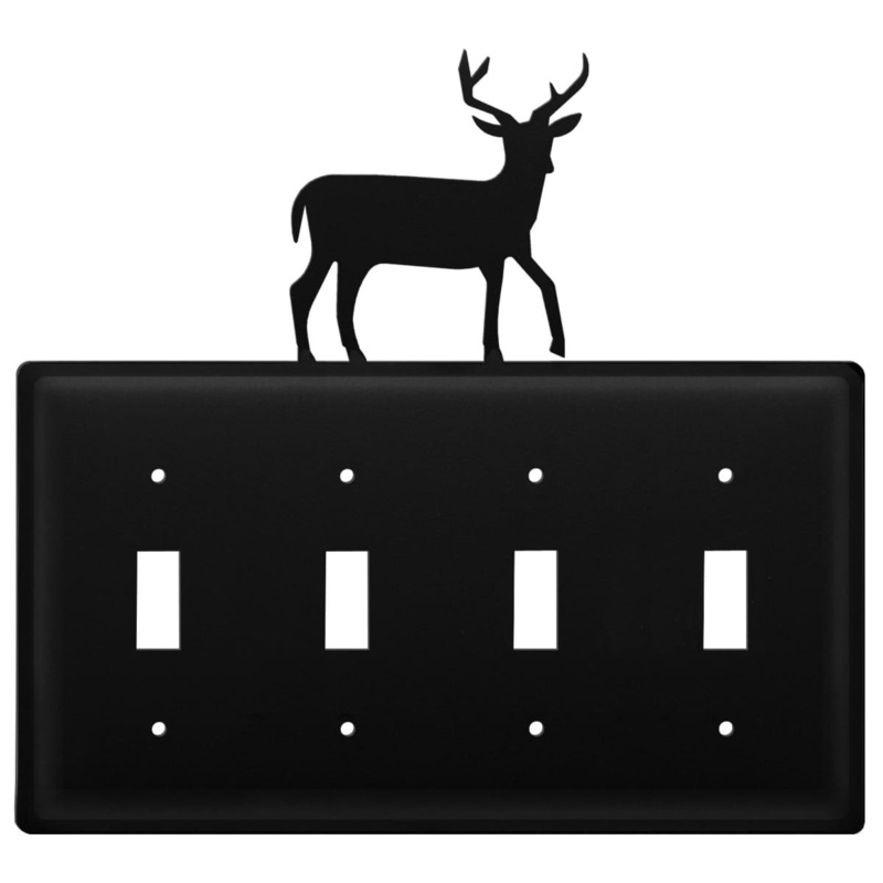 Village Wrought Iron ESSSS-3 Quad Deer Quadruple Switch Cover