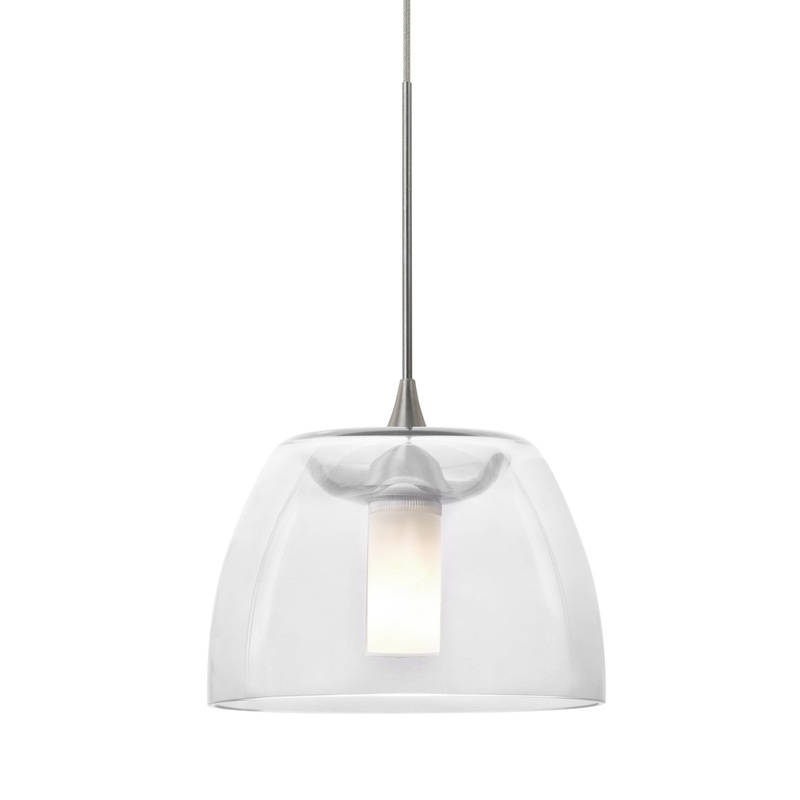 Besa 1XT-SPURCL-LED-SN Spur One Light Pendant Satin Nickel