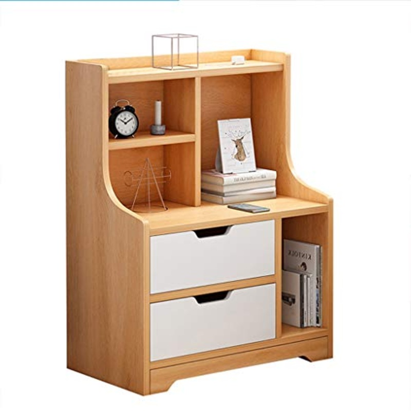 Comodini Decorazione Armadietti Doppio cassetto Addensare Solidi Domestici Assemblaggio del Legno Bagno Bordo Arrotondato Solid Piedi Soggiorno Corridoio Camera 47.5X30X70cm MUMUJIN