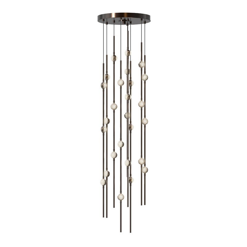 Constellation Andromeda Short 12″ Round LED Pendant Espresso Black with Clear Faceted Acrylic 2700K 10′ Adjustable Cord