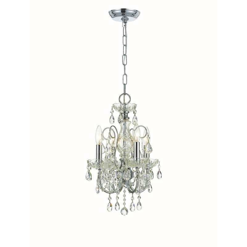 Crystorama 3224-CH-CL-SAQ Imperial Four Light Mini Chandelier Polished Chrome