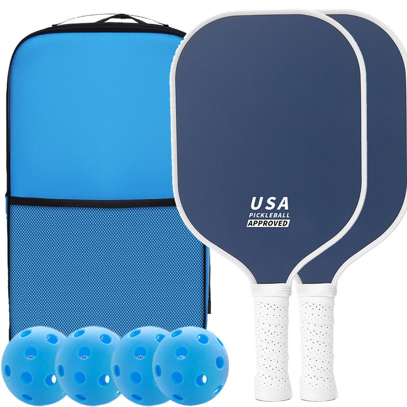 Dark Blue Fiberglass Pickleball Paddle Set – 2 Minimalist Paddles, 4 Balls, and Carry Bag for Outdoor Play