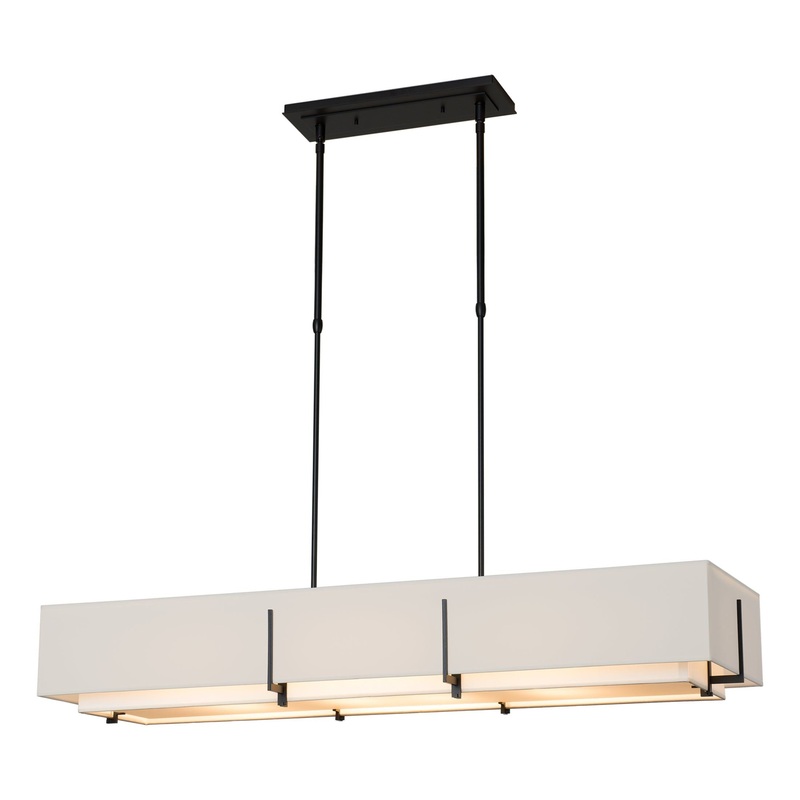 Exos Rectangular Pendant Black Natural Anna Inner Shade & Flax Outer Shade