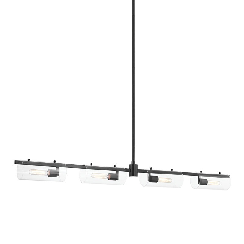 Four Light Island Pendant from the Ariel Collection in Soft Black Finish by Mitzi