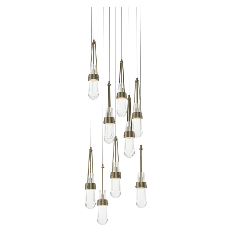 Link 9-Light Clear Glass Pendant Soft Gold