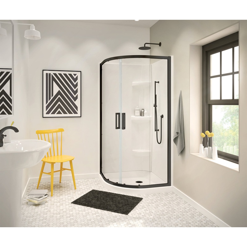 MAAX 137443-900-340-000 Radia Neo-round 32 x 32 x 71  in. 6 mm Sliding Shower Door for Corner Installation with Clear glass in Matte Black