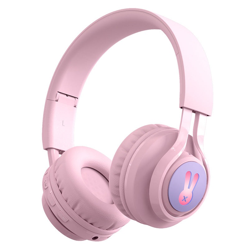 Pink Bunny  Wireless Headphones – Glowing Logo, Bluetooth 5.0, 85dB Volume Limit Mode