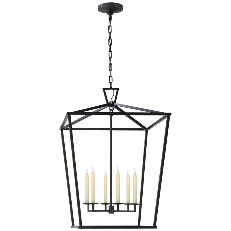 Six Light Lantern from the Darlana Collection in Aged Iron Finish by Visual Comfort Signature
