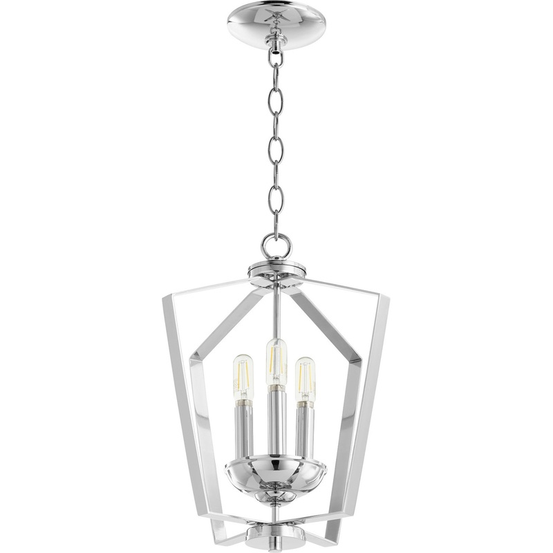 Three Light Entry Pendant from the 3LT Entry Series Collection in Chrome Finish by Quorum