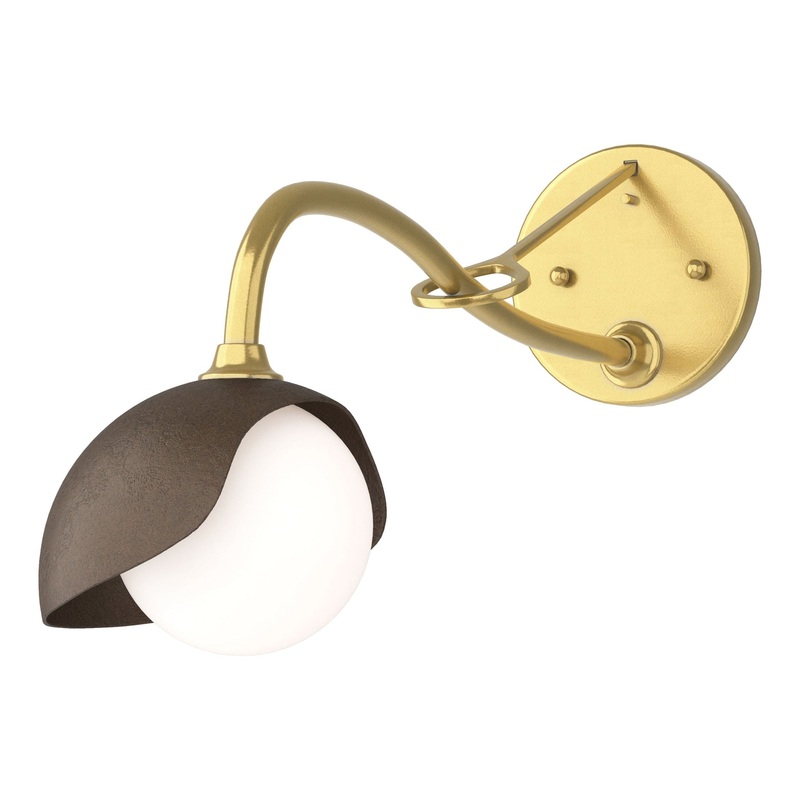 Brooklyn 1-Light Single Shade Long-Arm Sconce Modern Brass Bronze