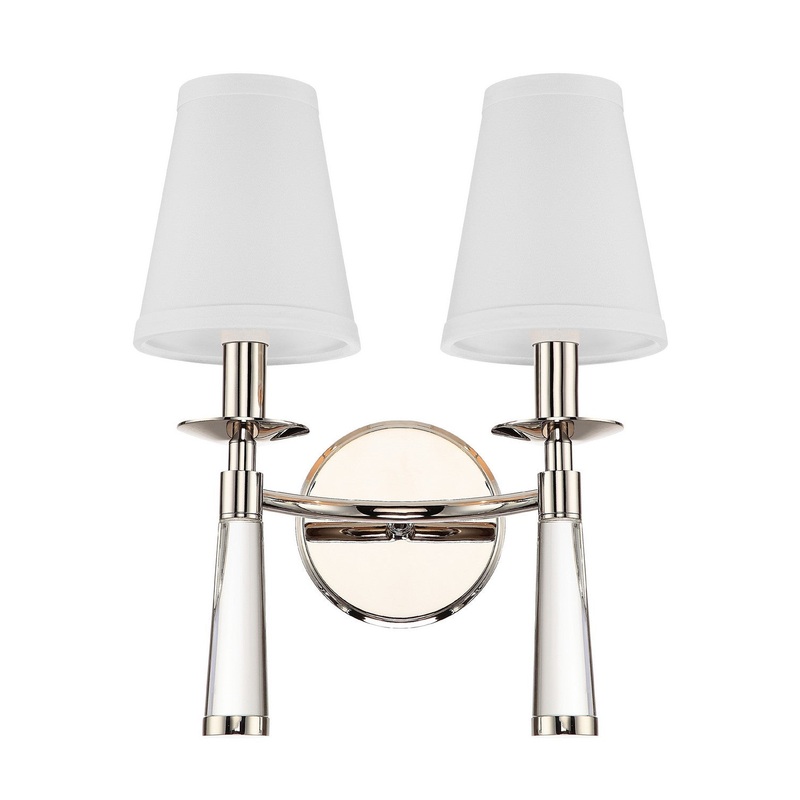 Crystorama 8862-PN Baxter Two Light Wall Sconce Polished Nickel
