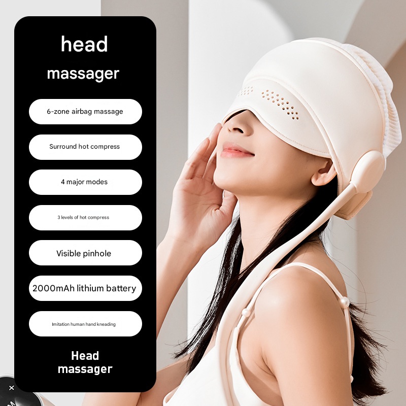 Electric Head Massage Hat with Inflatable Airbags – 6-Zone Scalp Therapy for Relaxation and Sleep Aid
