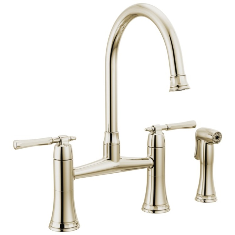 Kitchen Faucet Tulham 8 Inch Spread 2 Lever ADA Brilliance Polished Nickel 1.8 Gallons per Minute