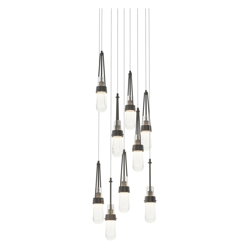 Link 9-Light Blown Glass Pendant Black Clear Bubble Glass (YG)