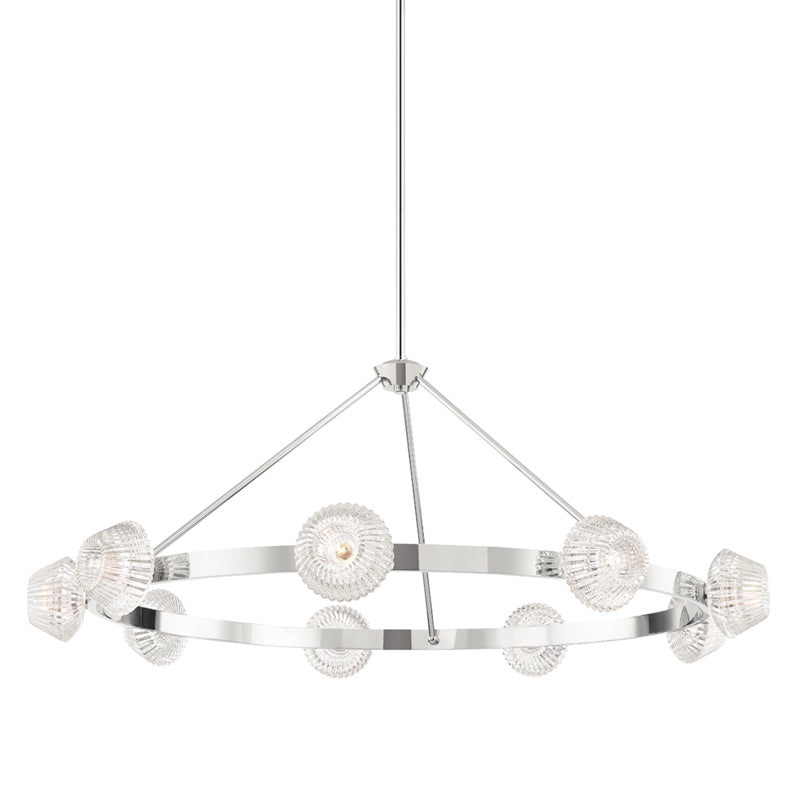 Nine Light Chandelier from the Barclay Collection in Polished Nickel Finish by Hudson Valley