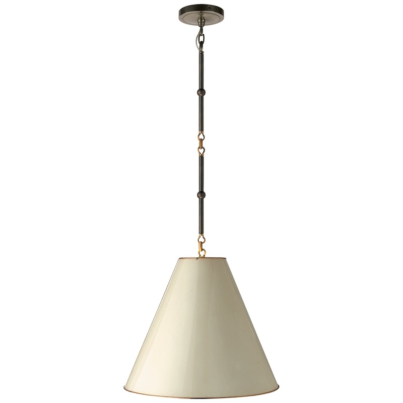One Light Pendant from the Goodman Collection in Bronze with Antique Brass Finish by Visual Comfort Signature