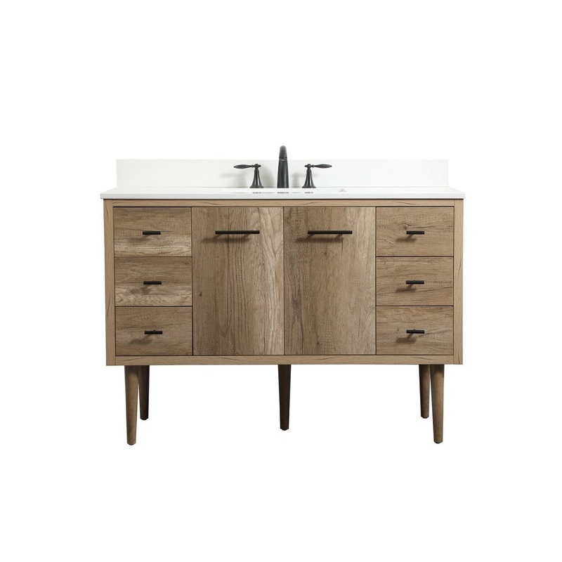Single Bathroom Vanity from the Cyrus Collection in Natural Oak Finish by Elegant Lighting