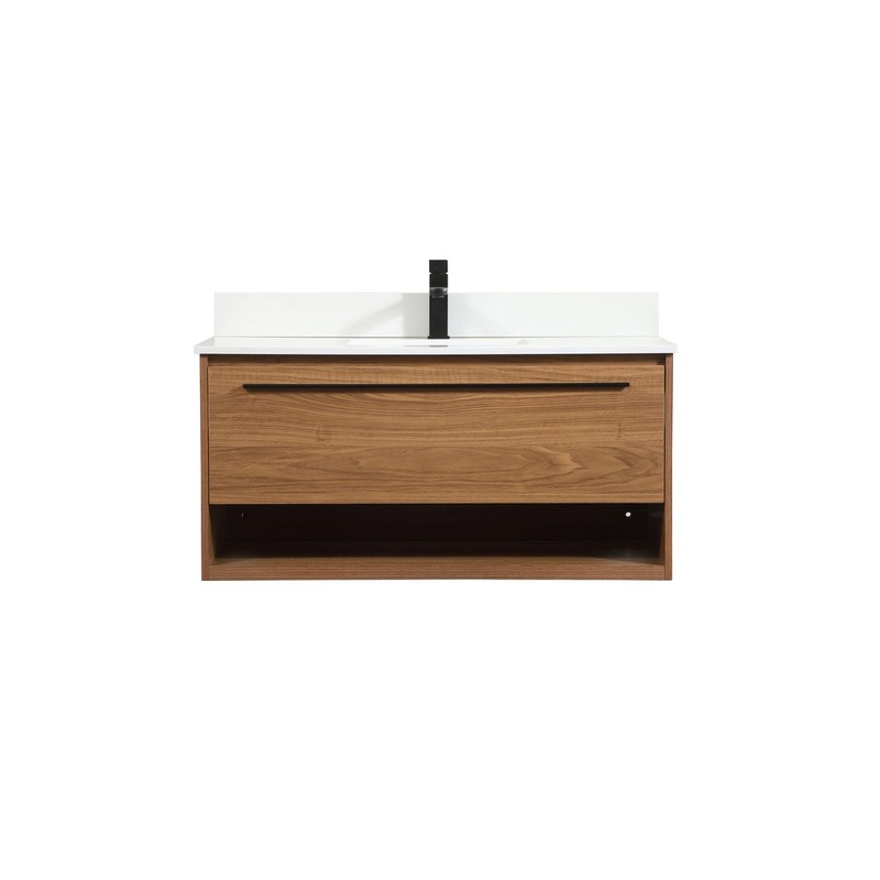 Single Bathroom Vanity from the Roman Collection in Walnut Brown Finish by Elegant Lighting